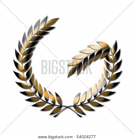 Gold Laurel Wreath With Fractured Branch