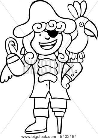 Arte de linha de papagaio de pirata infantil