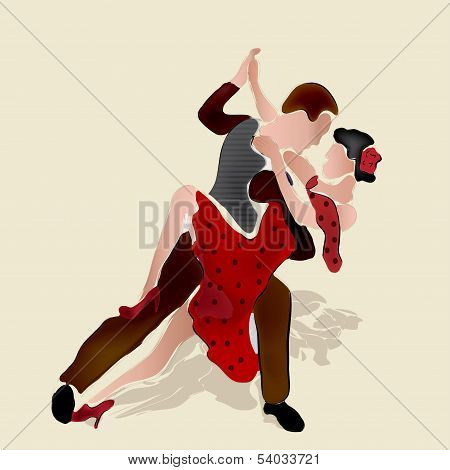 Latino Dancers. Painting of Merenge or Salsa Dancing Couple