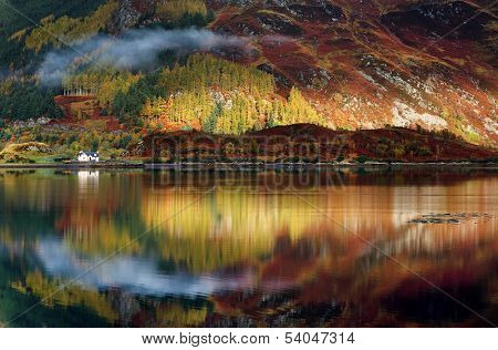 Abstract reflexion of a lake in Highlands, Scotland, Europe