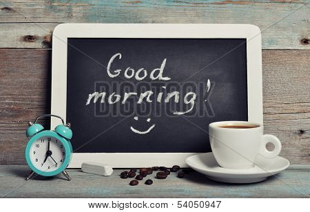Cup Of Coffee With Blackboard