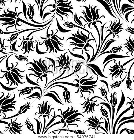 Black silhouette of flowers. Vector illustration.
