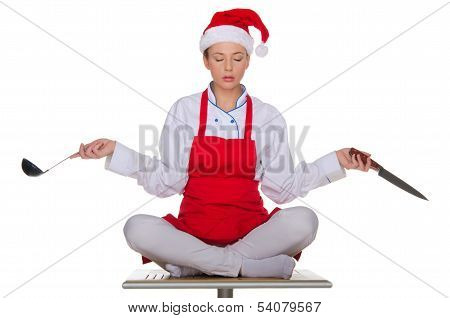Festive Cook With Kitchen Utensils