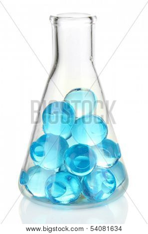 Flask with hydrogel isolated on white