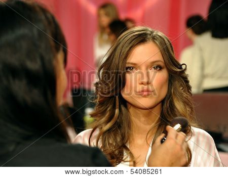 NEW YORK NY - NOVEMBER 13: Model Kasia Struss backstage at the 2013 Victoria's Secret Fashion Show
