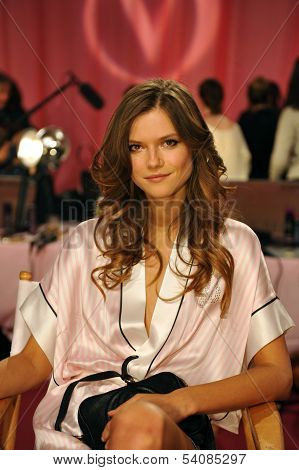 NEW YORK NY - NOVEMBER 13: Model Kasia Struss backstage at the 2013 Victoria's Secret Fashion Show