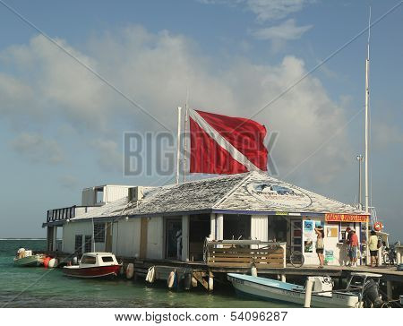 Boats at the Amigos del Mar Dock in San Pedro, Belize