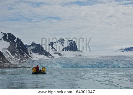Svalbard, Norway - July 2013: Close-up of Smeerenburgfjorden in Svalbard