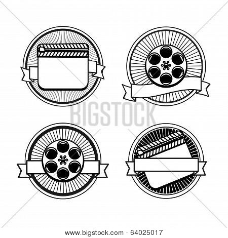 Black and white movie stamps icons