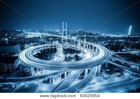 Shanghai Nanpu Bridge At Evening