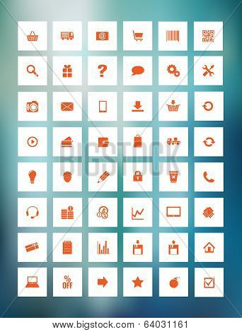 Orange Icons For Eshop, Suitable For Flat Design