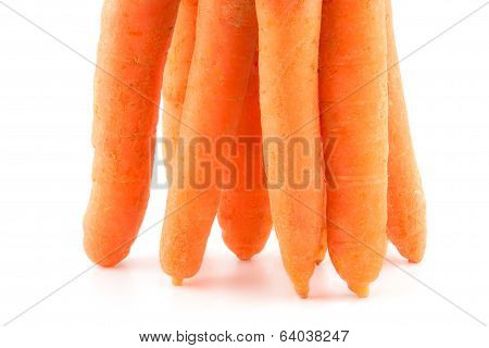 Bunch Of Fresh Baby Carrots On White Background.