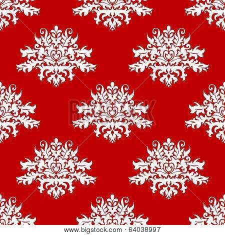 Red or amaranth damask style fabric pattern