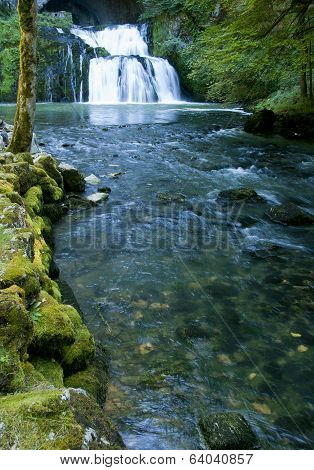 The Lison's Source Waterfall In Doubs, France