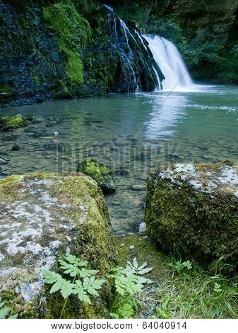 The Lison's Source Waterfall In Doubs, France