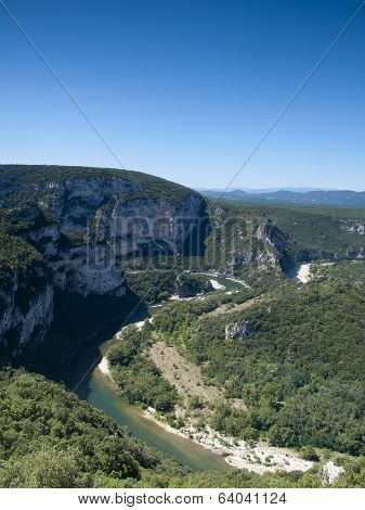A Bend In The Famous River Of The Ardeche Gorge