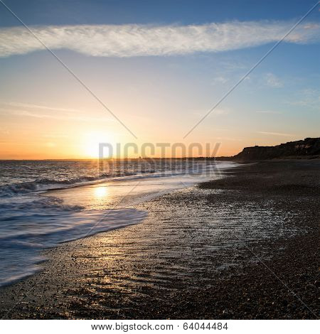 Stunning Sunset Over Beach Long Exposure Landscape