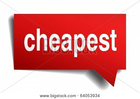 Cheapest Red 3D Realistic Paper Speech Bubble Isolated On White