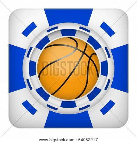 Square blue casino chips of basketball sports betting