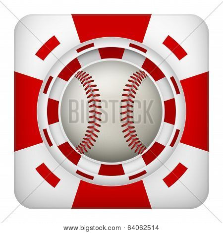 Square red casino chips of baseball sports betting