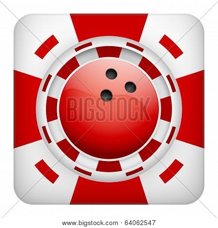 Square red casino chips of bowling sports betting
