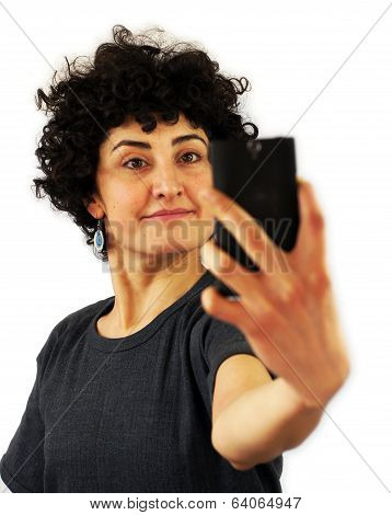Woman takes a self portrait