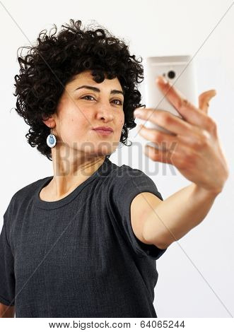 Woman takes a self portrait