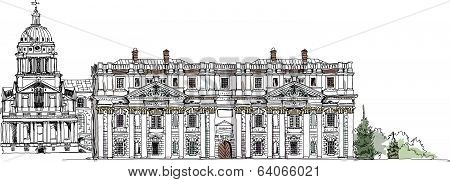Greenwich view, Royal Navy collage, Royal chapel and Queen s palace, London, Sketch collection