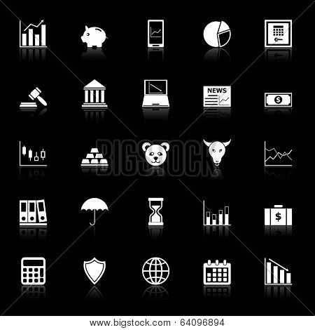 Stock Market Icons With Reflect On Black Background