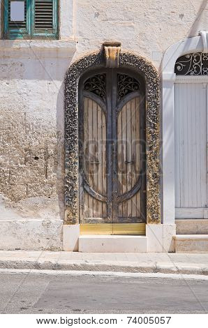 Wooden door. Fasano. Puglia. Italy.