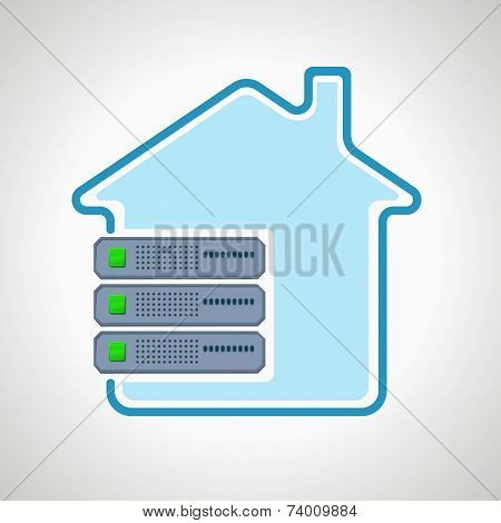 colocation Cloud technologies. Computer icon server. design element