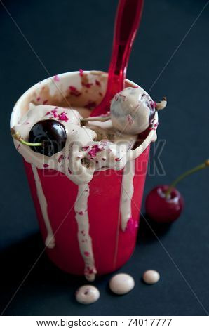 Chocolate Ice Cream With Cherries