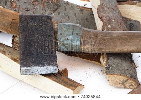 Image of axe and woods