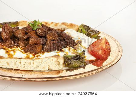 Turkish Kebab eggplant and meat alinazik