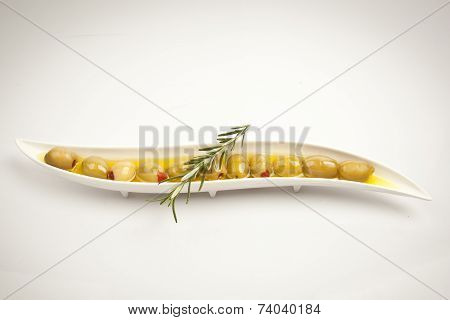 Olive oil isolated on white background