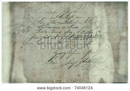 Old Letter With Handwritten Text. Grunge Paper Background