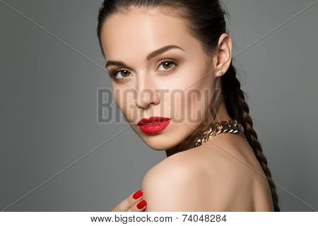 Portrait Of Young Beautiful Brunet Woman