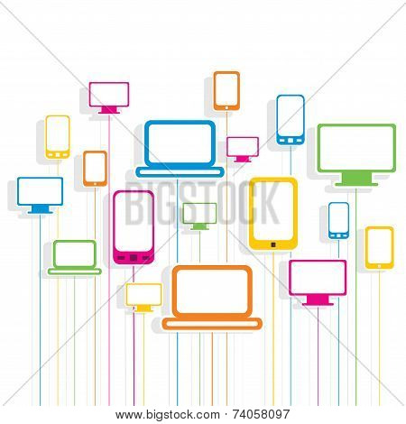 colorful technology device pattern background vector