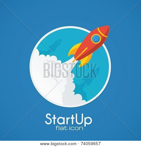 Vector rocket startup concept in flat style