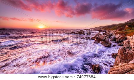 Beautiful sunset over California coast