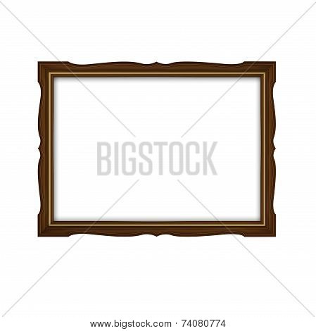 Wooden and gold frame for paintings isolated on white background