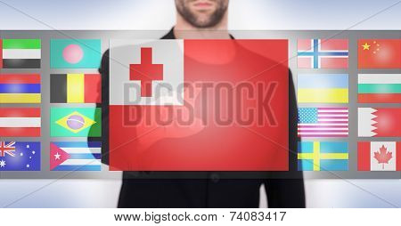 Hand Pushing On A Touch Screen Interface