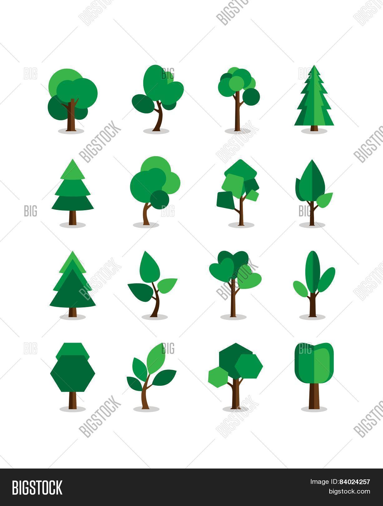 Tree Sympool Set Tree Symbols Vector & Photo (Free Trial) | Bigstock