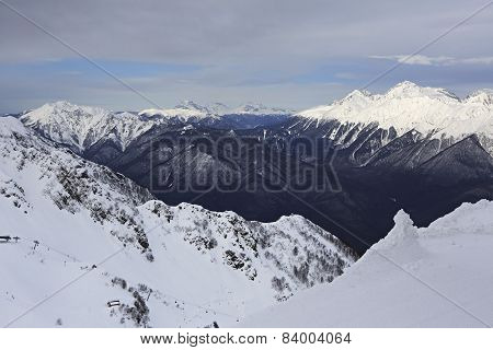 Beautiful snow-capped Caucasus Mountains.