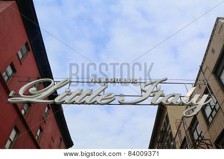 Welcome to Little Italy sign in Lower Manhattan