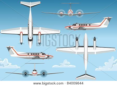 Orthogonal Views Of A Flying Airplane