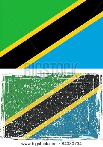 Tanzania grunge flag. Vector illustration