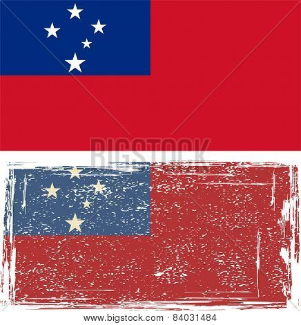 Samoa grunge flag. Vector illustration.