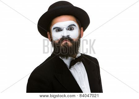 Portrait  of a contemptuous man in makeup mime