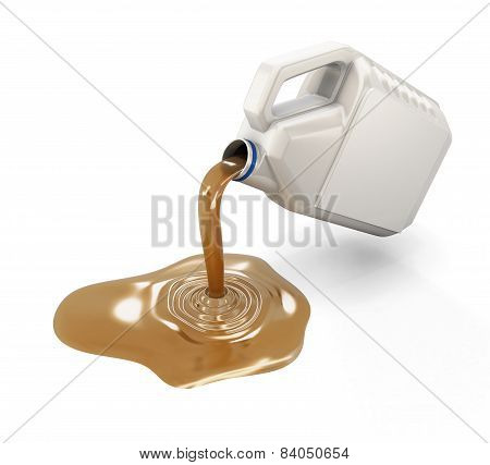Poured Motor Oil From The Canister